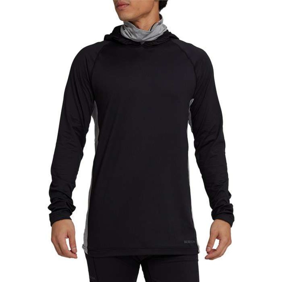 Men'S Snowboard * | Burton Midweight X Long Neck Hooded Base Layer Top True Black/Gray Heather